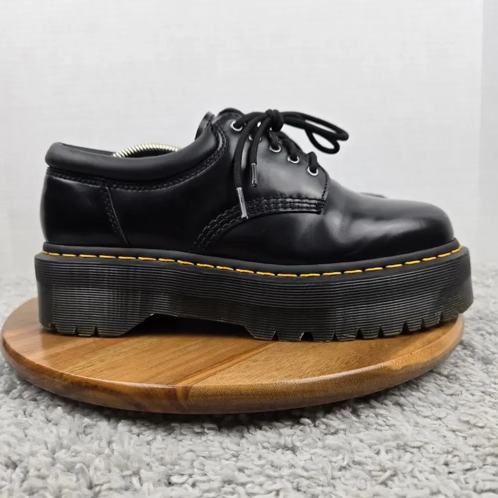 Dr. Martens Womens 10 8053 Quad Black Platform 5-Eye Low Top Casual Y2K Boots
